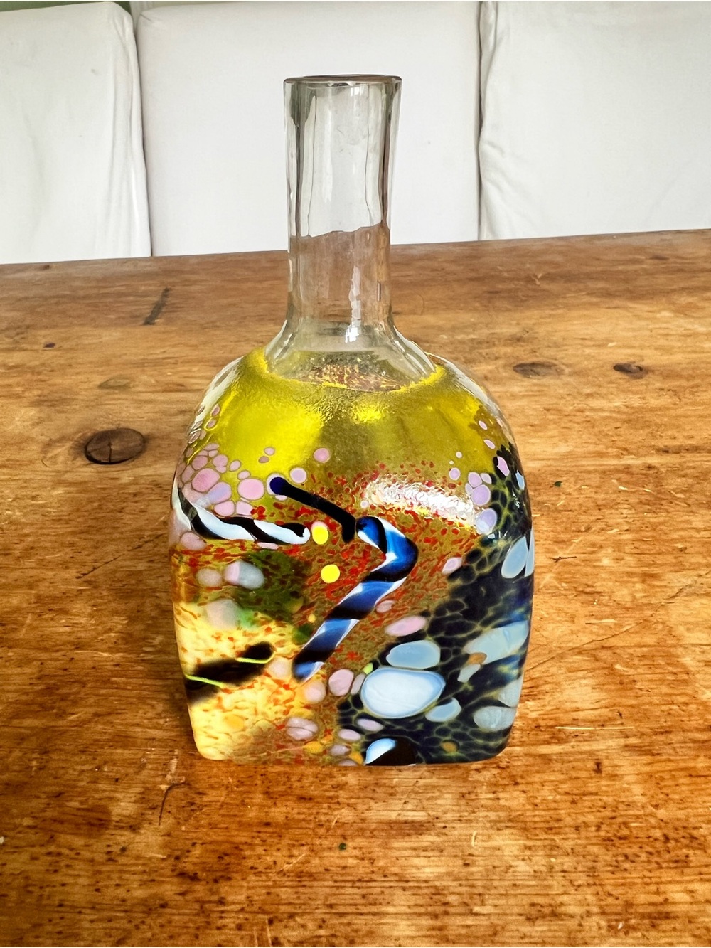 Kosta Boda vintage fyrsidig flaska Swedish glass artist Bertil Vallien 1990’s
